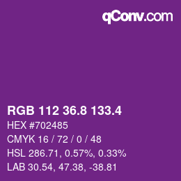 カラーコード: RGB 112 36.8 133.4 | qconv.com