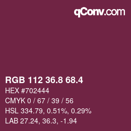 カラーコード: RGB 112 36.8 68.4 | qconv.com