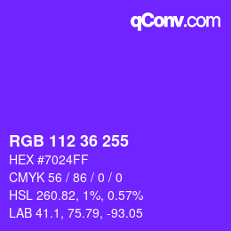 Código de color: RGB 112 36 255 | qconv.com