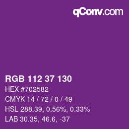 Color code: RGB 112 37 130 | qconv.com
