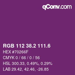 カラーコード: RGB 112 38.2 111.6 | qconv.com