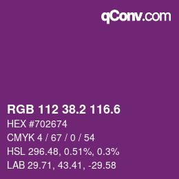 カラーコード: RGB 112 38.2 116.6 | qconv.com