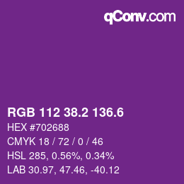 カラーコード: RGB 112 38.2 136.6 | qconv.com