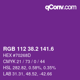 カラーコード: RGB 112 38.2 141.6 | qconv.com