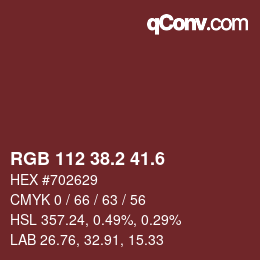 カラーコード: RGB 112 38.2 41.6 | qconv.com