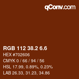 カラーコード: RGB 112 38.2 6.6 | qconv.com