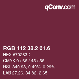 カラーコード: RGB 112 38.2 61.6 | qconv.com