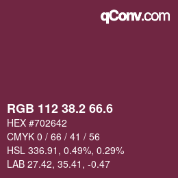 カラーコード: RGB 112 38.2 66.6 | qconv.com