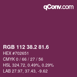 カラーコード: RGB 112 38.2 81.6 | qconv.com