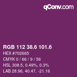 カラーコード: RGB 112 38.6 101.6 | qconv.com