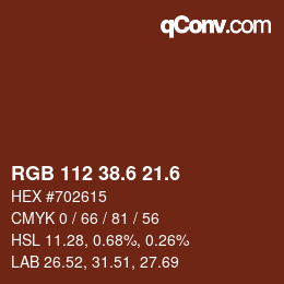 カラーコード: RGB 112 38.6 21.6 | qconv.com