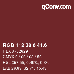 カラーコード: RGB 112 38.6 41.6 | qconv.com