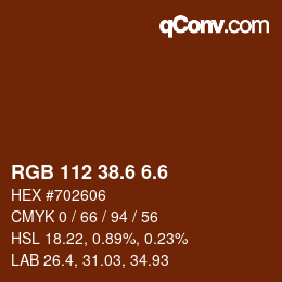 カラーコード: RGB 112 38.6 6.6 | qconv.com