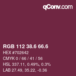 カラーコード: RGB 112 38.6 66.6 | qconv.com