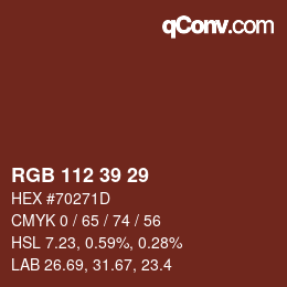 カラーコード: RGB 112 39 29 | qconv.com