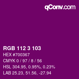 Farbcode: RGB 112 3 103 | qconv.com