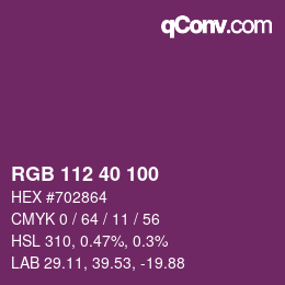Color code: RGB 112 40 100 | qconv.com