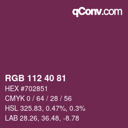 Color code: RGB 112 40 81 | qconv.com