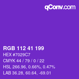 Color code: RGB 112 41 199 | qconv.com