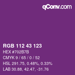 Color code: RGB 112 43 123 | qconv.com