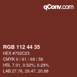 Code couleur: RGB 112 44 35 | qconv.com
