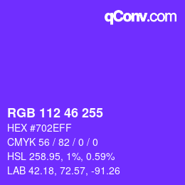 Color code: RGB 112 46 255 | qconv.com