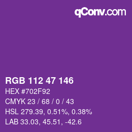 Color code: RGB 112 47 146 | qconv.com