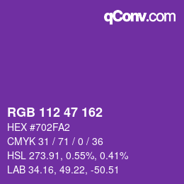 カラーコード: RGB 112 47 162 | qconv.com