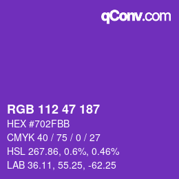 カラーコード: RGB 112 47 187 | qconv.com