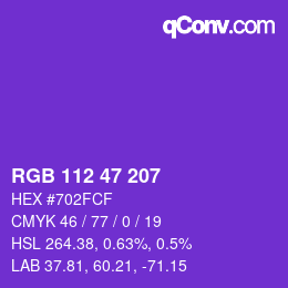 Color code: RGB 112 47 207 | qconv.com