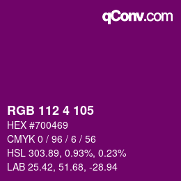 Color code: RGB 112 4 105 | qconv.com