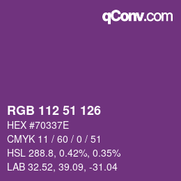 Color code: RGB 112 51 126 | qconv.com