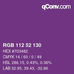 Color code: RGB 112 52 130 | qconv.com
