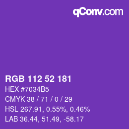 Color code: RGB 112 52 181 | qconv.com