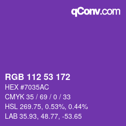 Farbcode: RGB 112 53 172 | qconv.com