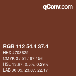 カラーコード: RGB 112 54.4 37.4 | qconv.com