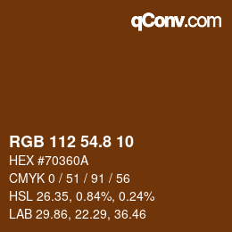 カラーコード: RGB 112 54.8 10 | qconv.com