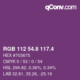 カラーコード: RGB 112 54.8 117.4 | qconv.com