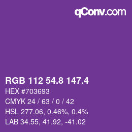 カラーコード: RGB 112 54.8 147.4 | qconv.com