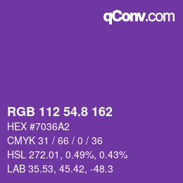 カラーコード: RGB 112 54.8 162 | qconv.com