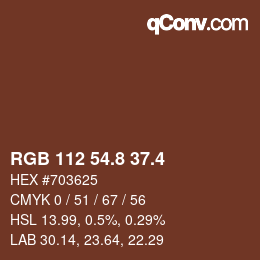カラーコード: RGB 112 54.8 37.4 | qconv.com