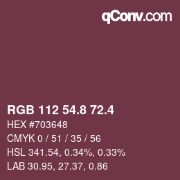カラーコード: RGB 112 54.8 72.4 | qconv.com