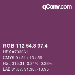 カラーコード: RGB 112 54.8 97.4 | qconv.com