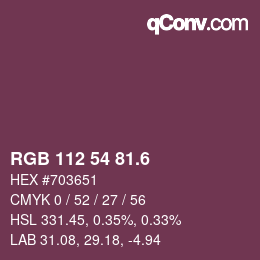カラーコード: RGB 112 54 81.6 | qconv.com