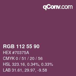Color code: RGB 112 55 90 | qconv.com