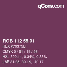 Color code: RGB 112 55 91 | qconv.com