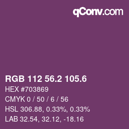 カラーコード: RGB 112 56.2 105.6 | qconv.com