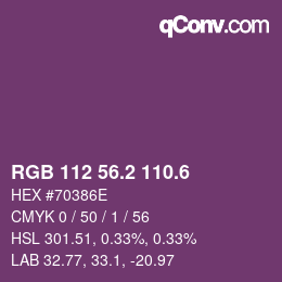 カラーコード: RGB 112 56.2 110.6 | qconv.com