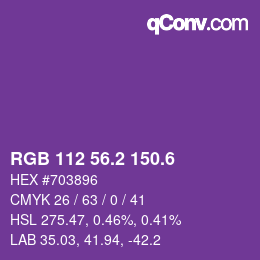 カラーコード: RGB 112 56.2 150.6 | qconv.com