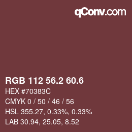 カラーコード: RGB 112 56.2 60.6 | qconv.com